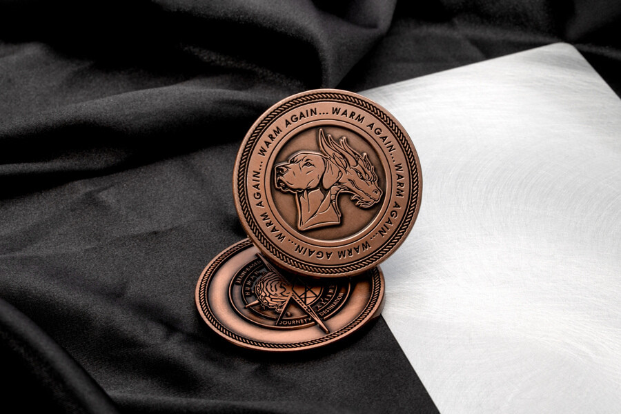 Antique copper plated challenge coin