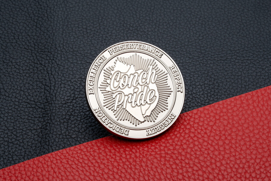 High-polish silver plated challenge coin