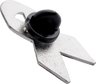 Black rubber clutch on the back of a silver ribbon pin