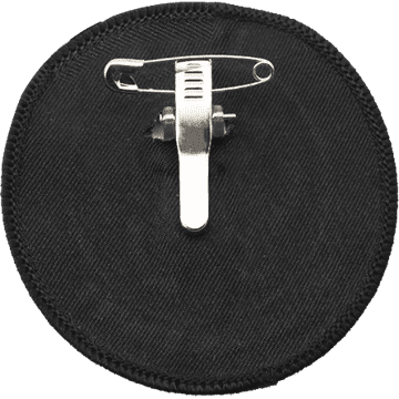 Tuxedo clip backing on an embroidered patch