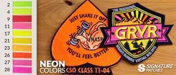 Embroidered patch with neon thread