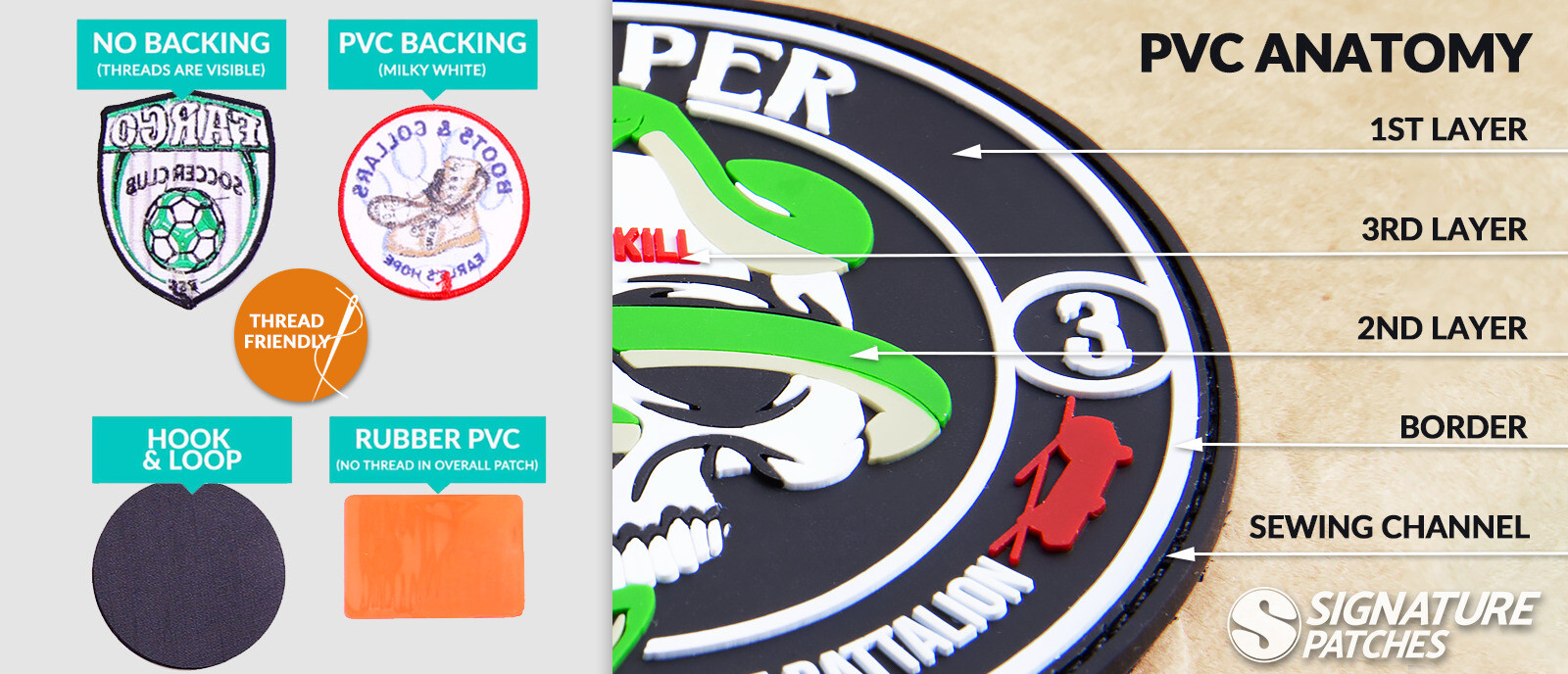 Embroidery thread color options available for custom patches