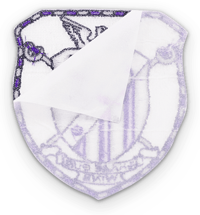 Custom embroidered patch with peel and stick adhesive backing