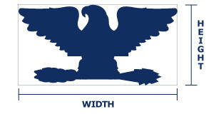 Diagram showing an eagle patch with height and width labeled for sizing calculation